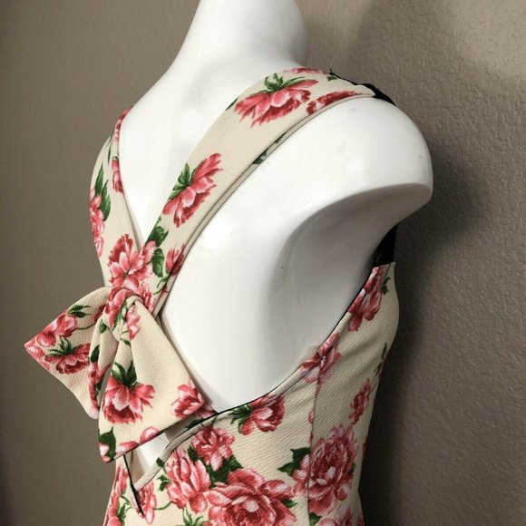 Style Rack Floral Bow Back Mini Dress Sweetheart Neckline Pre-owned Sz L - Picture 4 of 7